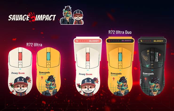 Коллаборация Bloody x Savage Impact: игровые мыши R72 Ultra, R72 Ultra Duo