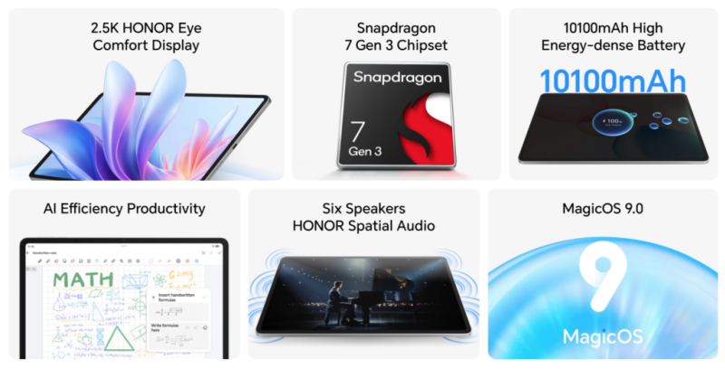 Представлен планшет Honor Pad 10 — 12-дюймовый дисплей 2,5K, чип Snapdragon 7 Gen 3 и аккумулятор на 10 100 мА·ч